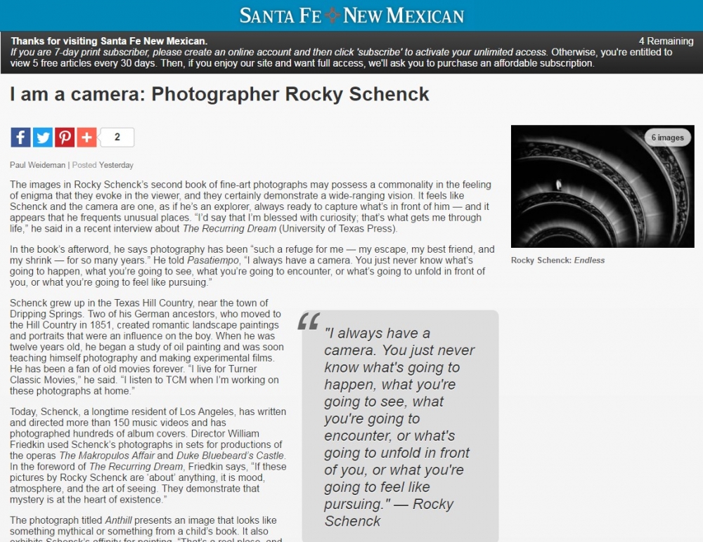Rocky Schenck - I am a camera: Photographer Rocky Schenck - Santa Fe New Mexican