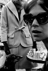 Carol Lobravico at Cafe Flore, French High Fashion, for Harper's Bazaar, Paris, France, 1962