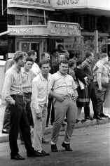 White hecklers yelling and gesturing at marchers, Selma to Montgomery Alabama Civil Rights March, March 24-26, 1965