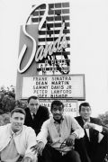 Frank Sinatra, Dean Martin, Sammy Davis Jr., and Peter Lawford at the Sands Hotel, Las Vegas, 1960
