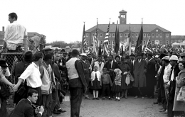 Front line of marchers, Selma to Montgomery, Alabama Civil Rights March, March 24-26, 1965