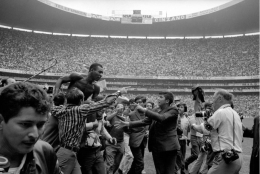 Pele on Shoulders of Fans, Mexico City, Mexico, 1970, 16 x 20 Silver Gelatin Photograph, Ed 150