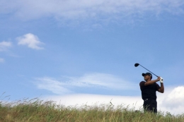 Tiger Woods, Round 4 of the British Open at the Old Course, St. Andrews, Scotland, 2005, Color Photograph