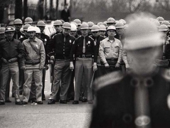 The police line during Dr. Martin Luther King, Jr.'s march in Selma, Alabama, 1964