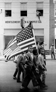 Marchers, with boys holding their American flags, Selma to Montgomery, Alabama Civil Rights March, March 25, 1965