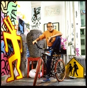Keith Haring on Bike, NYC, (Color), 1985, 20 x 16&nbsp;inches - Archival Pigment Print - Edition of 50