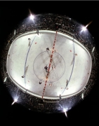 NY Rangers Face Off Against Detroit Red Wings, Madison Square Garden, NY, 1963, Color Photograph
