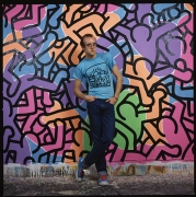 Keith Haring Standing in front of Painting #2, New York City, 1985, Archival Pigment Print