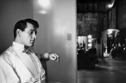Rock Hudson in his Universal Studios dressing room during filming of One Desire, Universal City, California, 1954
