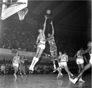 Bill Russell - Wilt Chamberlain, Philadelphia Warriors vs Boston Celtics, Convention Hall, Philadelphia, 1960, Silver Gelatin Photograph
