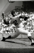 Sandy Koufax Pitching, Los Angeles Dodgers vs. Minnesota Twins in World Series Game Give, Dodger Stadium, 1965, Silver Gelatin Photograph