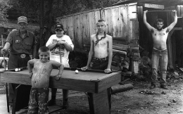 Lloyd Deane with Grandsons at Pool Table, 2002