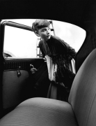 Audrey Hepburn getting into car, Paramount Studios, 1953