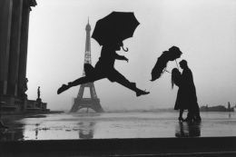 Paris (Three People and Umbrellas), France, 1989, 16 x 20 Silver Gelatin Photograph