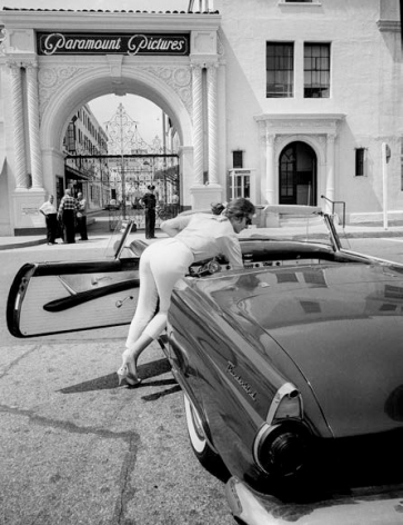 Woman at The &lsquo;Paramount Studios&rsquo; Gate in Hollywood, Silver Gelatin Photograph