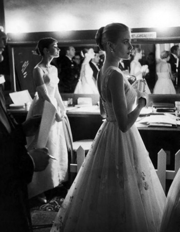 Allan Grant Audrey Hepburn and Grace Kelly backstage at the 28th Annual Academy Awards, 1956&nbsp;&nbsp;&nbsp;