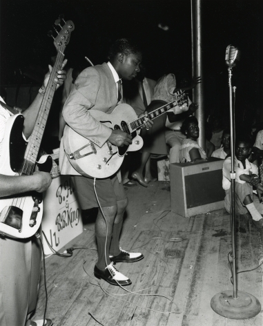 B.B. King Performing on stage at The Hippodrome, Beale Street in Memphis, TN, with Bill Harvey, c. 1950, Archival Pigment Print