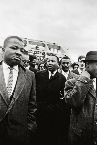 Dr. King Crosses the Edmund Pettus Bridge with Reverends Ralph Abernathy &amp;amp; Fred Shuttlesworth, 1965, 20 x 16 Inches, Silver Gelatin Photograph, Edition of 25
