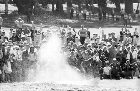 Arnold Palmer Hitting Out of Bunker, US Open, Lake Course of The Olympic Club, San Francisco, 1966, Silver Gelatin Photograph