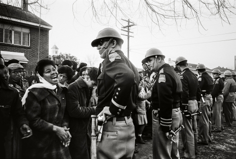Demonstrator (Laughing) and Trooper, Philadelphia, Mississippi, 1964, 16 x 20 Inches, Silver Gelatin Photograph, Edition of 25