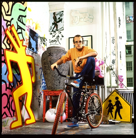 Keith Haring on Bike, New York City, (Color), 1985, Archival Pigment Print