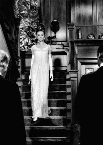 Audrey Hepburn as Eliza, descends the stairs in her new ballgown on the set of &quot;My Fair Lady&quot;, Burbank, CA, 1963, Archival Pigment Print