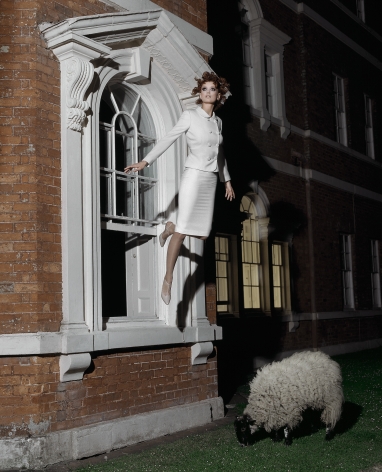 Model Flying From Window, England, 1995, Archival Pigment Print
