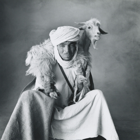 Berber Shepherd with Goat, Khenifra, Morocco, 1971, Vintage Silver Gelatin Photograph, Ed. of 9