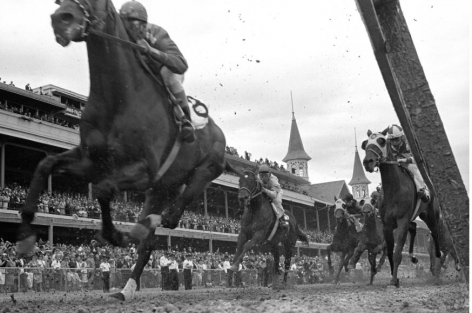 Kentucky Derby, The First Turn at Churchill Downs, 1961, Silver Gelatin Photograph