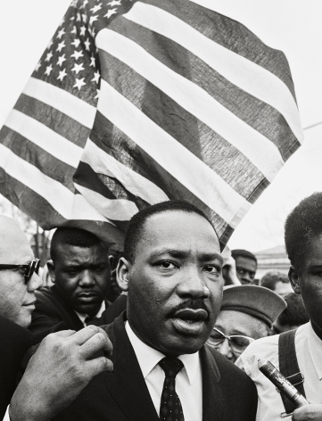 Martin Luther King Jr. (With Flag), Selma March, 1965, 20&nbsp;x 16&nbsp;Inches, Silver Gelatin Photograph, Edition of 25