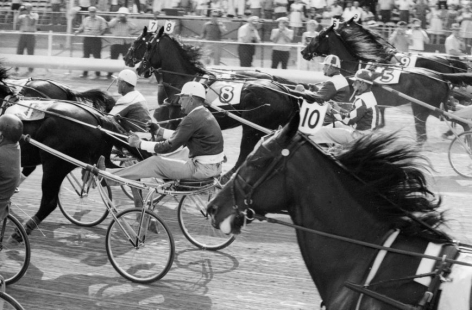 Hambletonian Harness Race, DuQuoin State Fairgrounds, IL, 1961, Silver Gelatin Photograph