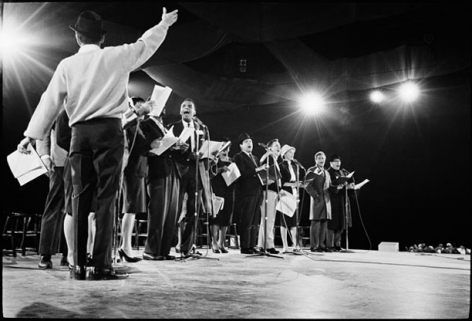 Frank Sinatra with Performers Rehearsing for President Kennedy Inaugural Gala, 1961