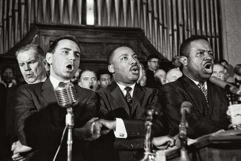 King and Abernathy Sing &quot;We Shall Overcome,&quot; Brown Church, Selma, 1965, 16 x 20 Inches, Silver Gelatin Photograph, Edition of 25