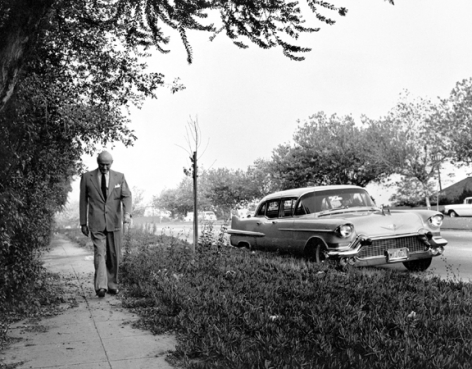 Sam Goldwyn, (Walking up Sidewalk), 1959, 16 x 20 Silver Gelatin Photograph