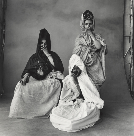 Three Guedras, One in White, Morocco, 1971, Silver Gelatin Photograph, Ed. of 16