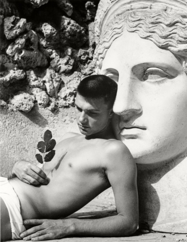 Herbert List  Youth in front of Roman Buste, Rome, Italy, 1949   Silver Gelatin Photograph, Ed. 3/25  12 7/8 x 10 inches