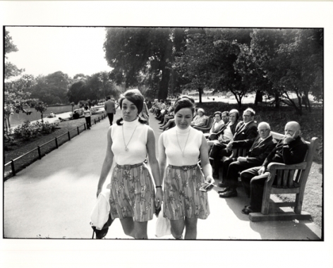 Two Women Walking in Park, 11 x 14 Silver Gelatin Photograph