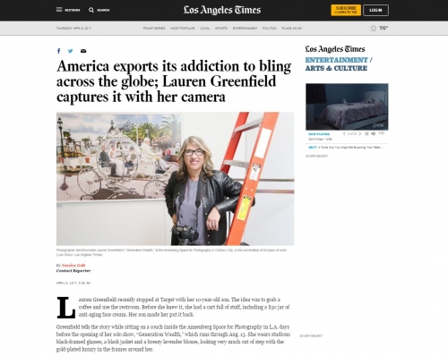 America exports its addiction to bling across the globe; Lauren Greenfield captures it with her camera - LA Times