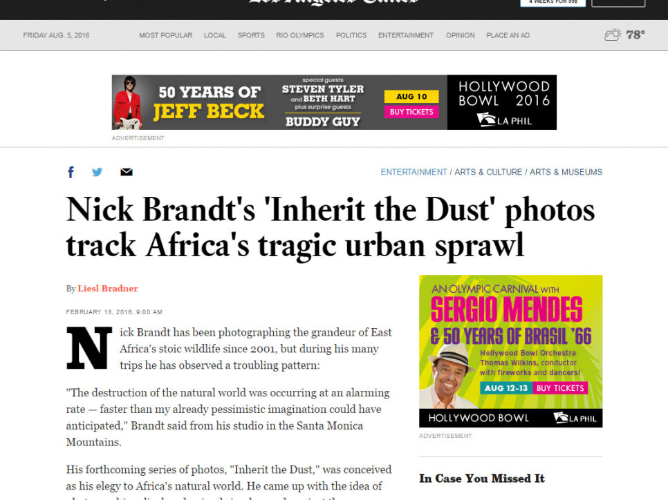 Nick Brandt's 'Inherit the Dust' photos track Africa's tragic urban sprawl - LA Times